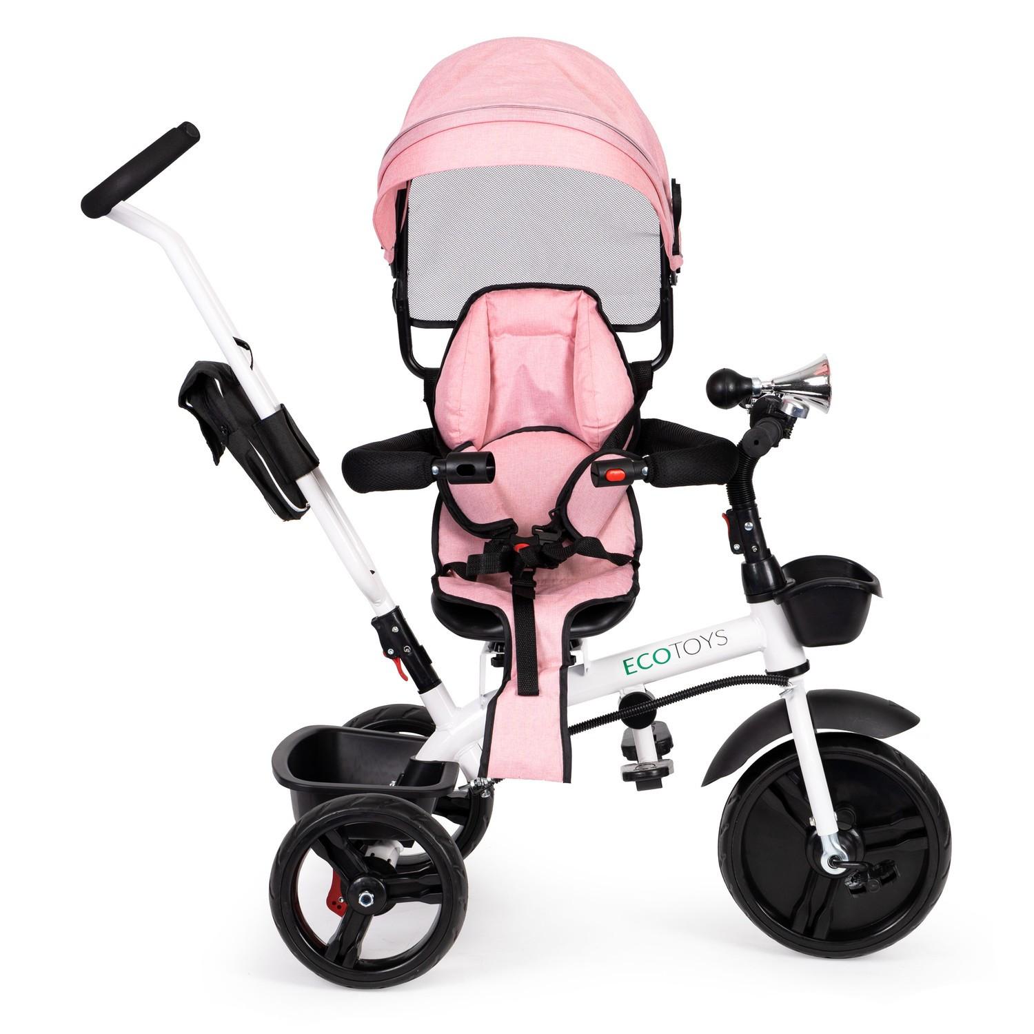 Northix  Passeggino triciclo 360* sedile girevole Rosa 
