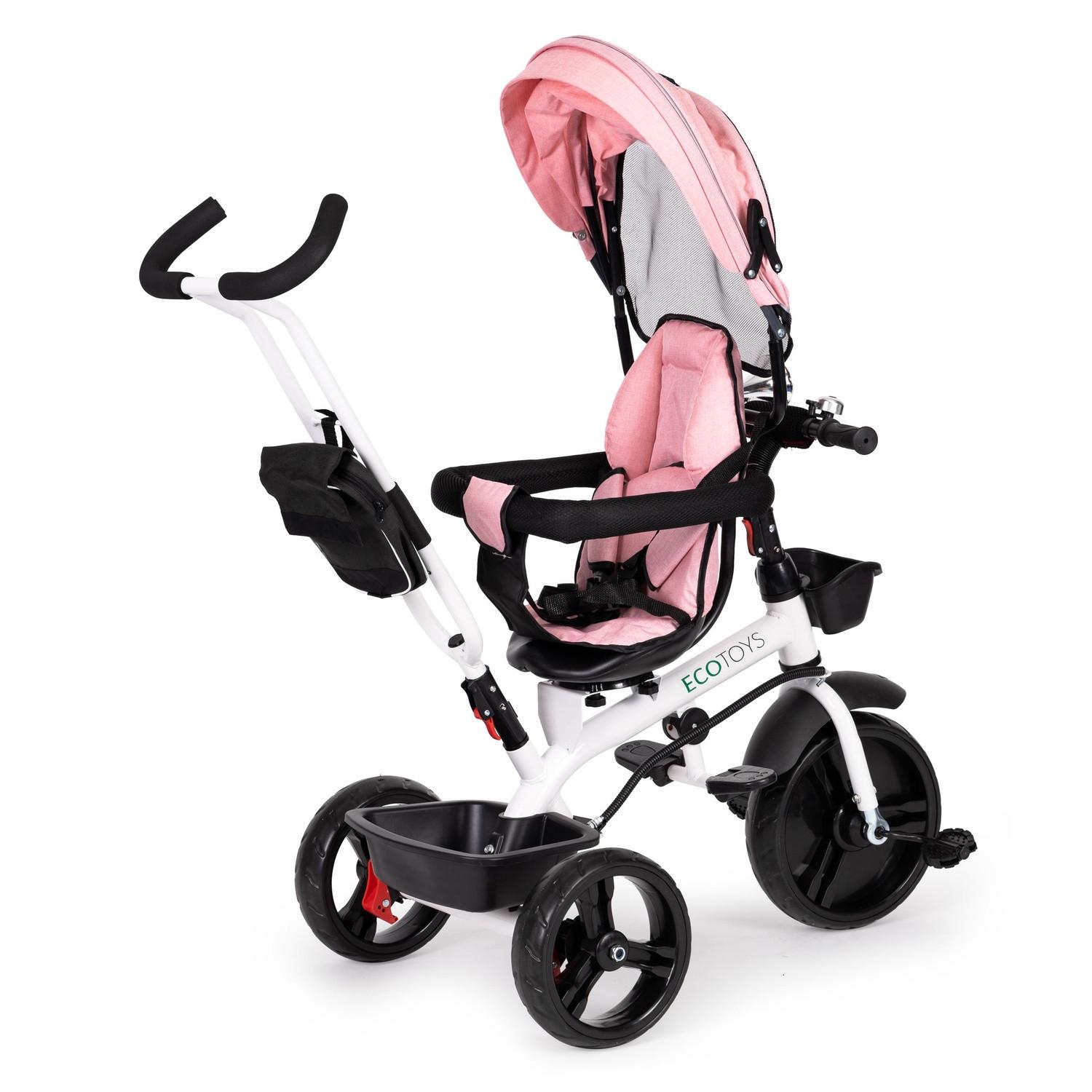 Northix  Passeggino triciclo 360* sedile girevole Rosa 