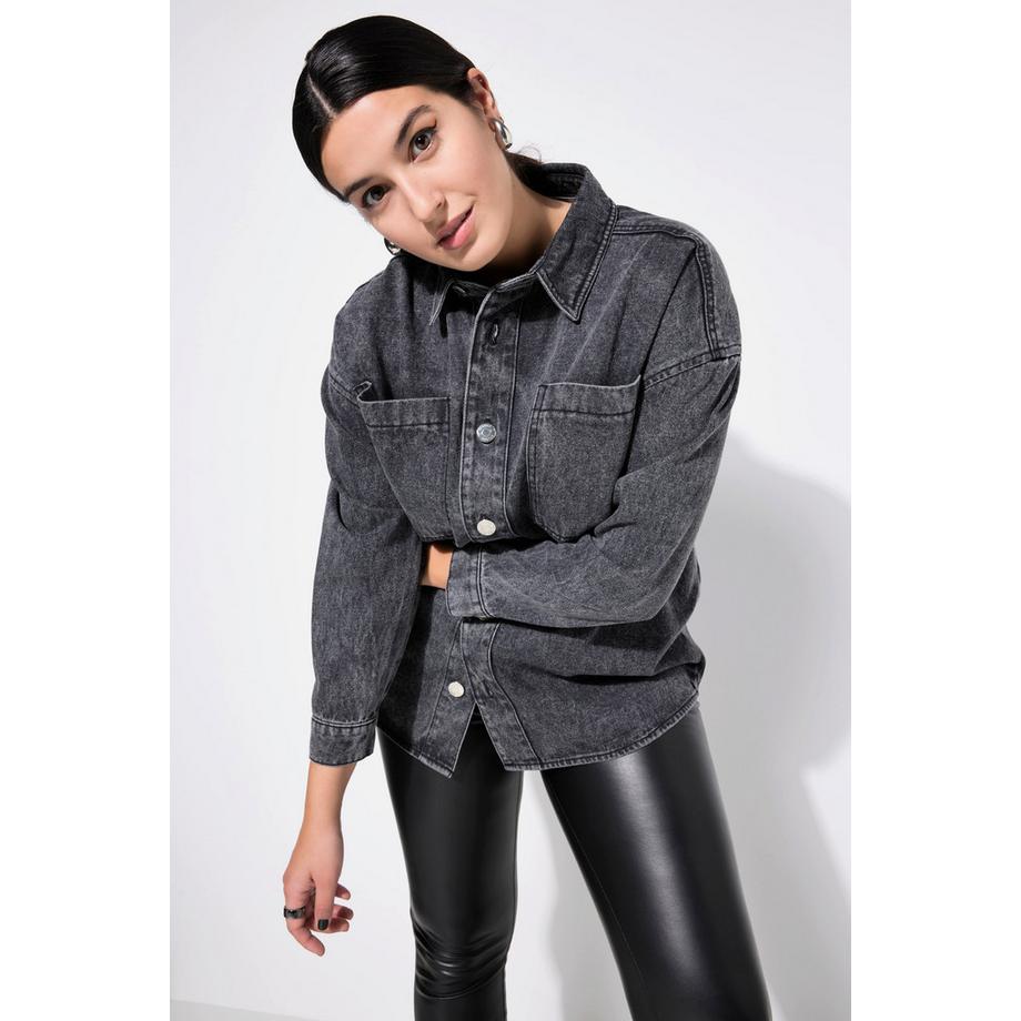 Studio Untold Oversized Jeanshemd Hemdkragen Langarm  