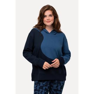 Ulla Popken  Maglia in cotone biologico con color blocking, cappuccio e maniche lunghe 