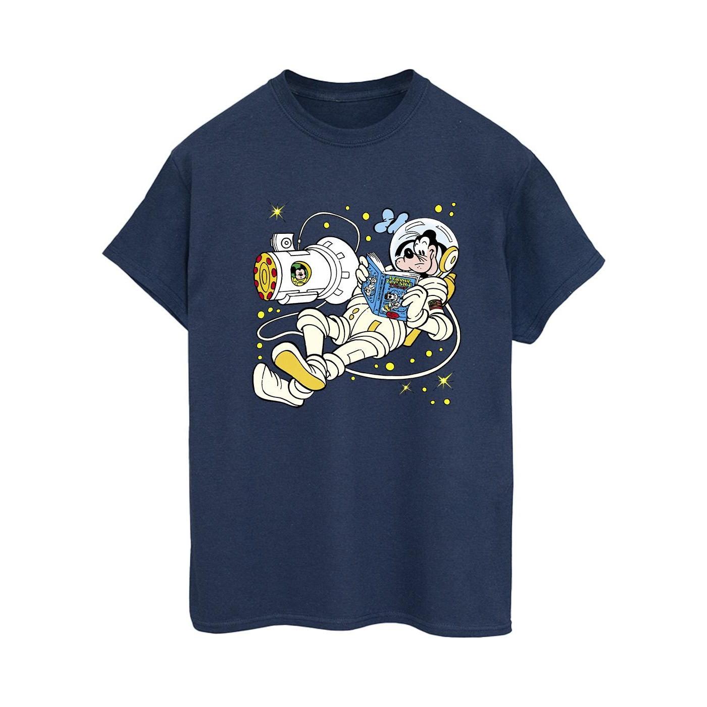 Image of Goofy Reading In Space Tshirt Damen Marine XL