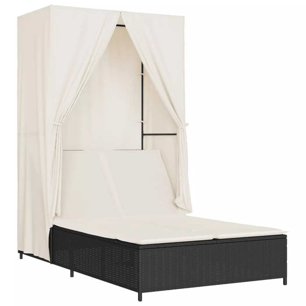 VidaXL - Doppel-sonnenliege poly-rattan, One Size, Schwarz