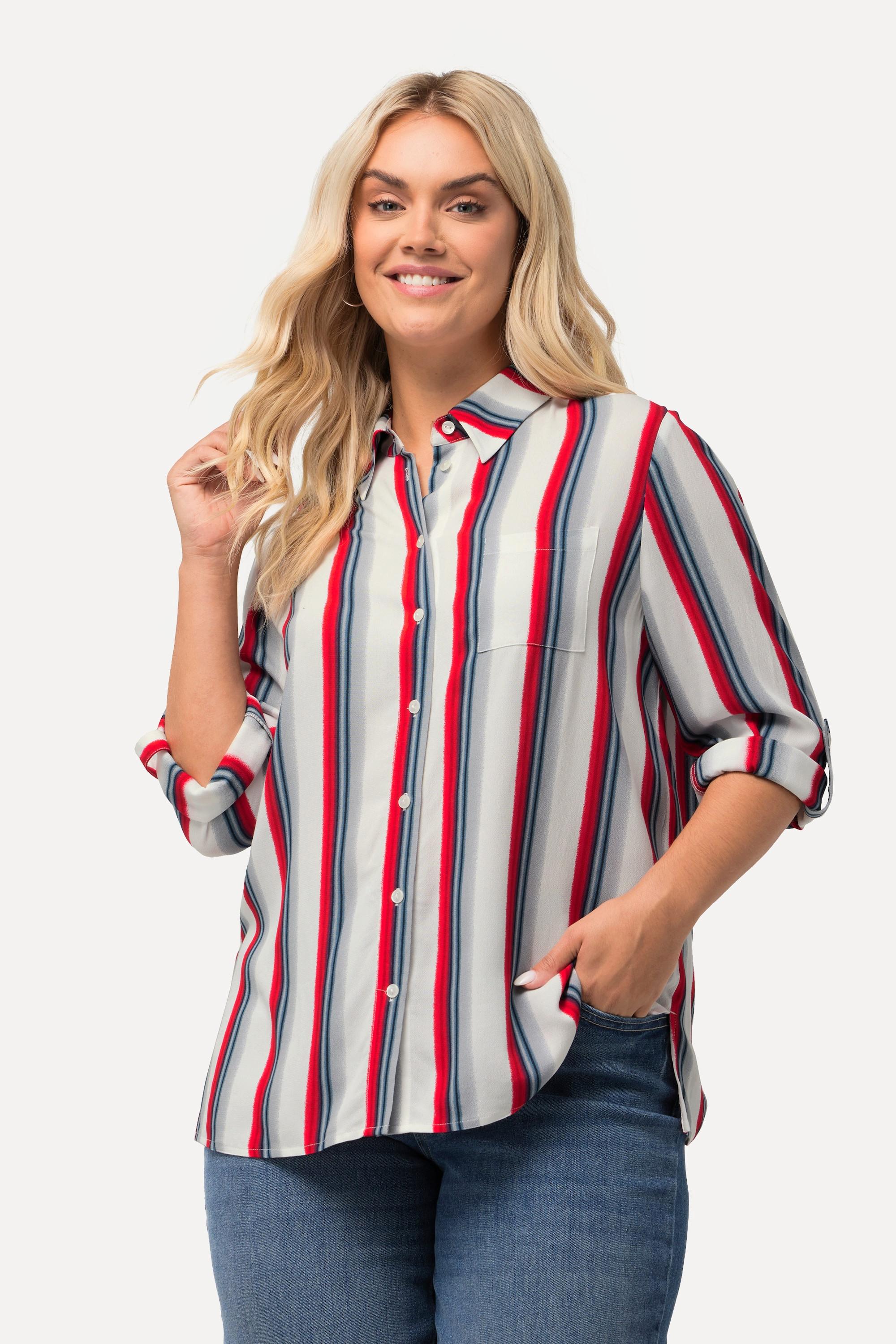 Ulla Popken  Camicia con righe, colletto da camicia e maniche lunghe 