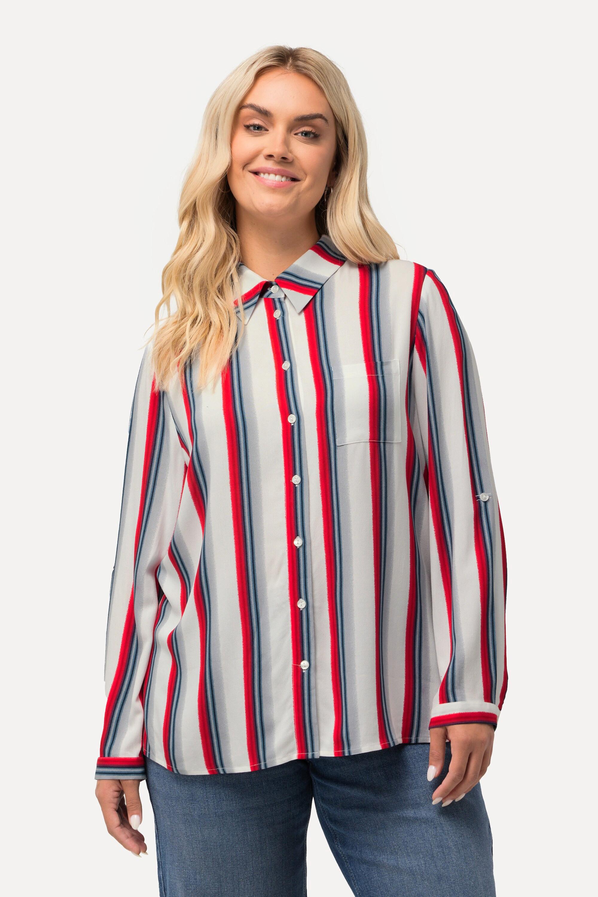 Ulla Popken  Camicia con righe, colletto da camicia e maniche lunghe 