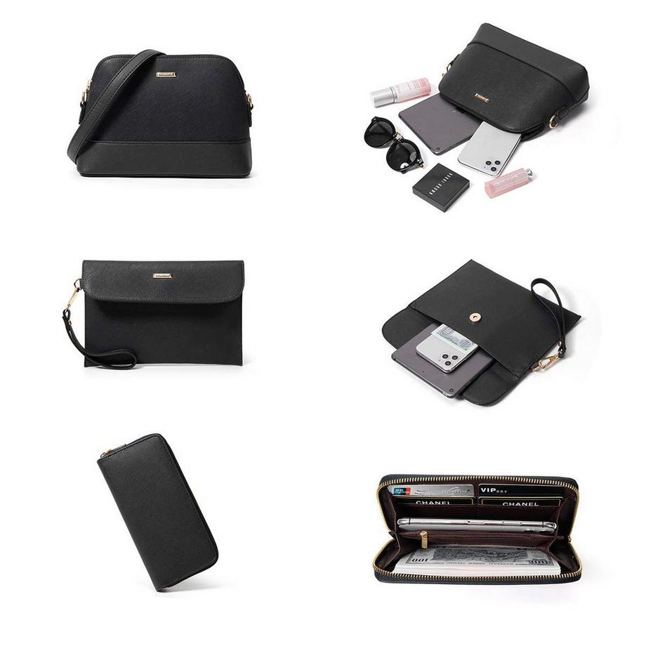 Only-bags.store Ensemble de 4 sacs à main avec fourre-tout sac bandoulière portefeuille et porte-cartes  