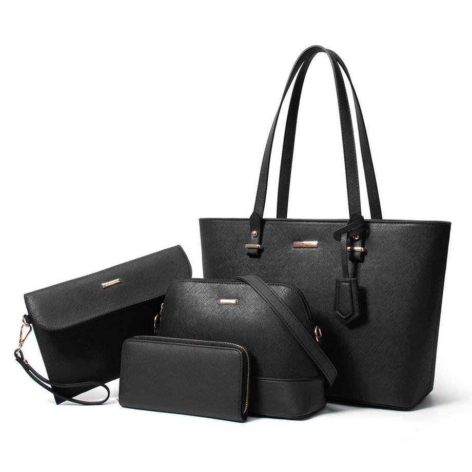 Ensemble de Sacs à Main 4 Pièces, Grand Fourre-Tout, Sac à Bandoulière, Sac à Main, Porte-Cartes