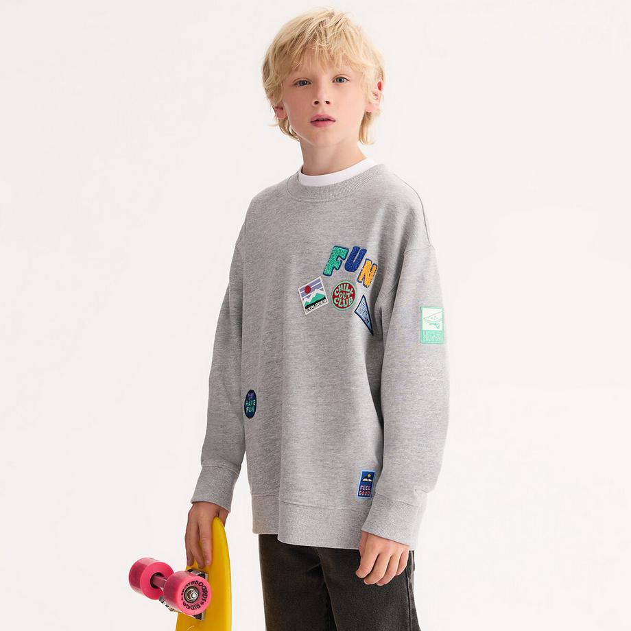 La Redoute Collections  Sweat col rond oversize avec badges 