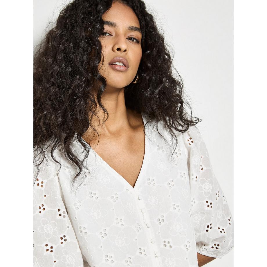 APRICOT Gänseblümchen Broderie Anglaise Knopf Top  
