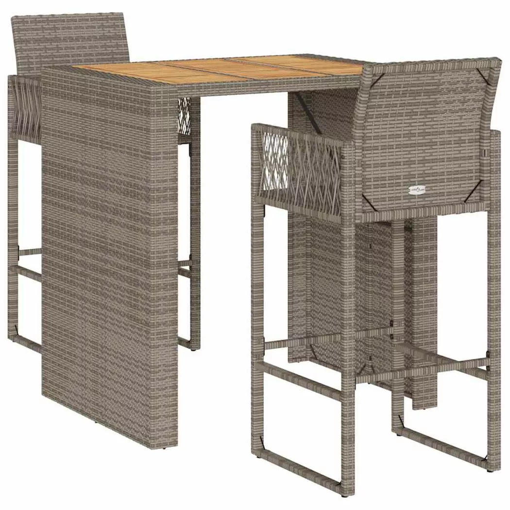 VidaXL - Gartenbar set poly-rattan, One Size, Grau
