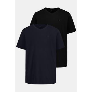 JP1880  T-shirts, collection Basic, lot de 2. Col en V et manches courtes noir 