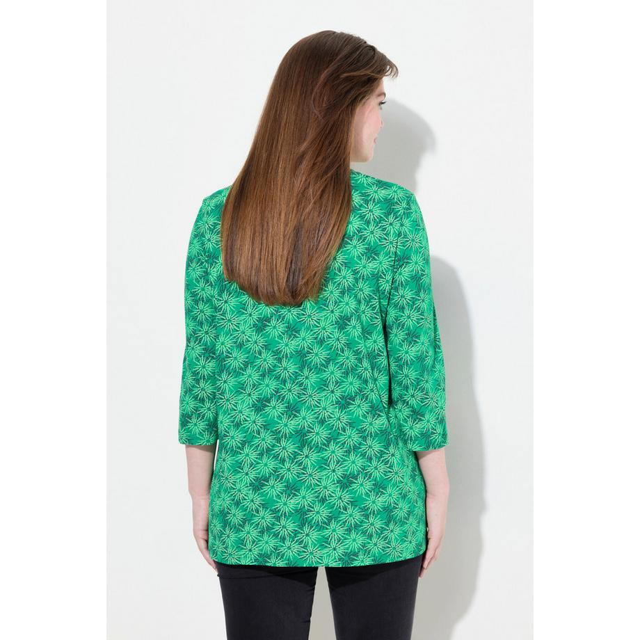 Ulla Popken Blüten A-Linie Rundhals 3/4-Arm Shirt  