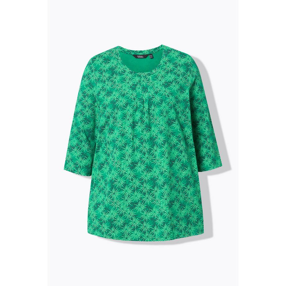 Ulla Popken Blüten A-Linie Rundhals 3/4-Arm Shirt  