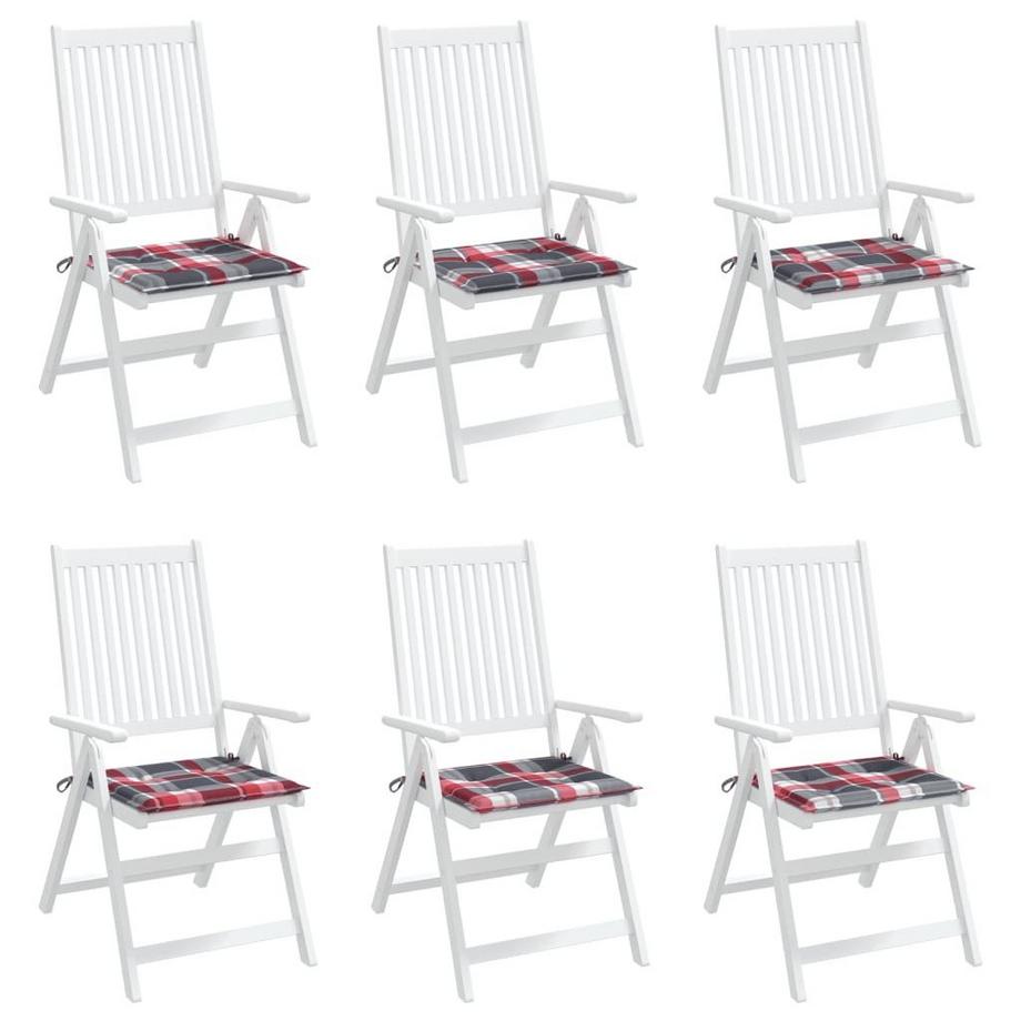 VidaXL Gartenstuhl-Kissen 6 Stk. Karomuster 50x50x3 cm Stoff  