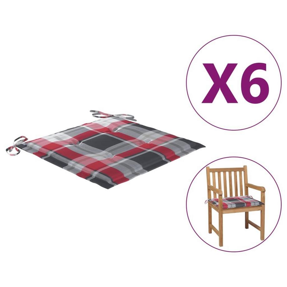 VidaXL Gartenstuhl-Kissen 6 Stk. Karomuster 50x50x3 cm Stoff  