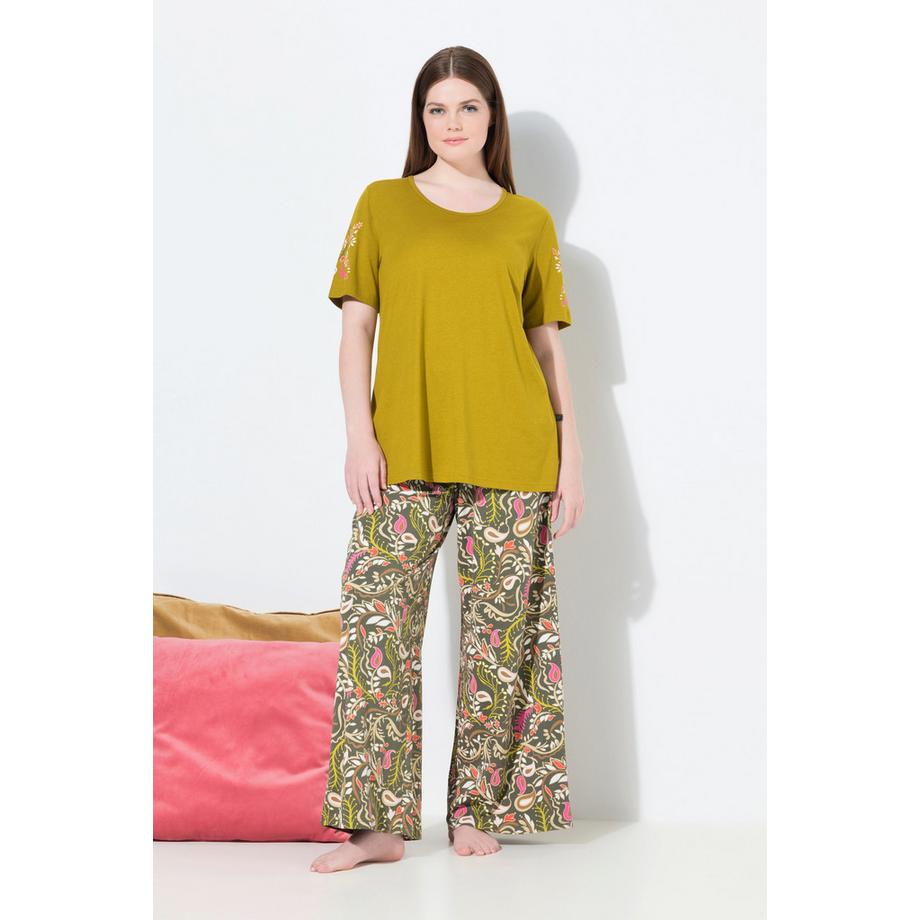 Ulla Popken Pigiama Paisley Scollo Rotondo Mezze Maniche  