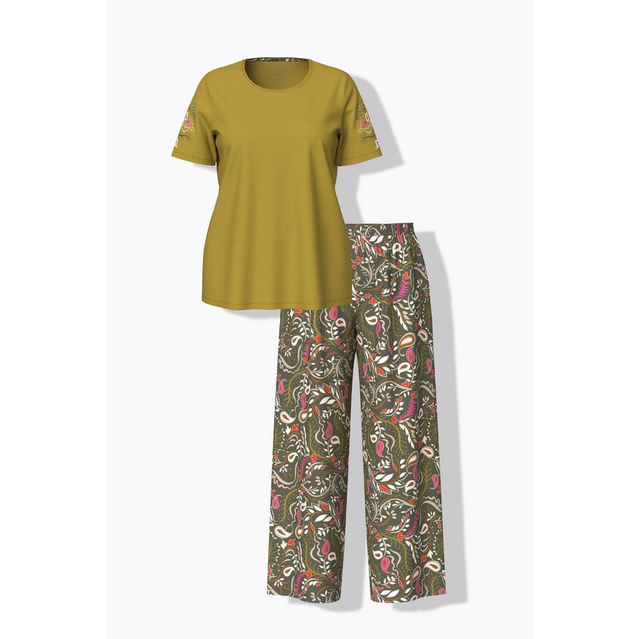 Ulla Popken Pigiama Paisley Scollo Rotondo Mezze Maniche  