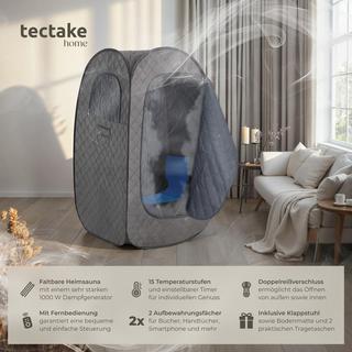 Tectake  Mobile Dampfsauna ThermaLuxe I 2 l Dampfgenerator mit 1000 W 15 Temperaturstufen und Timerfunktion 
