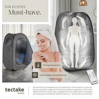 Tectake  Mobile Dampfsauna ThermaLuxe I 2 l Dampfgenerator mit 1000 W 15 Temperaturstufen und Timerfunktion 