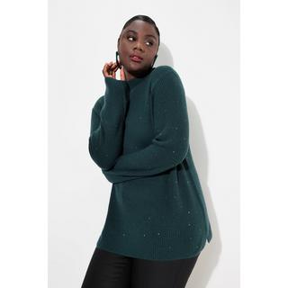 Ulla Popken  Pullover, Wollmix, Ziersteine, Stehkragen, Langarm 