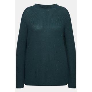 Ulla Popken  Pullover, Wollmix, Ziersteine, Stehkragen, Langarm 