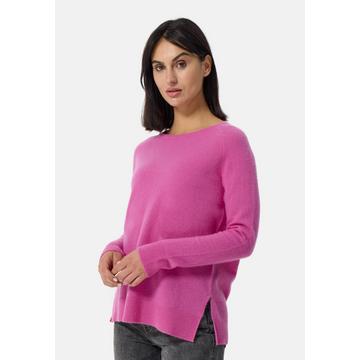 Kaschmir Rundhals Pullover mit Seitenschlitzen