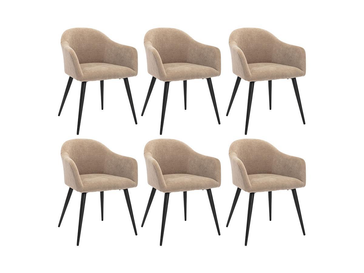 Vente-unique Stuhl 6erSet BIBO mit Armlehnen SamtOptik Metall  