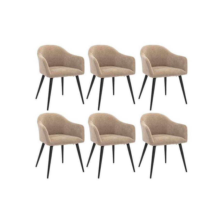 Vente-unique Lot de 6 chaises BIBO avec accoudoirs Effet velours métal  