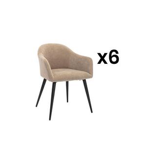 Vente-unique Stuhl 6erSet BIBO mit Armlehnen SamtOptik Metall  