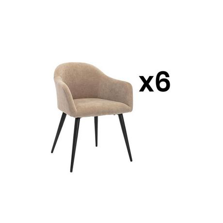 Vente-unique Stuhl 6erSet BIBO mit Armlehnen SamtOptik Metall  