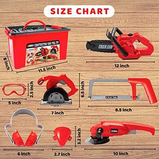 Activity-board  Ensemble de 8 outils de construction, boîte à outils pour scie à chaîne avec accessoires, ensemble de jeu de rôle comprenant une scie à chaîne réaliste dans une boîte de rangement pratique 