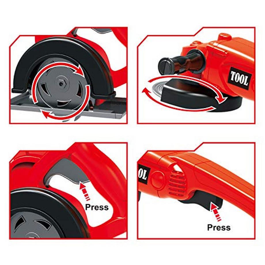 Activity-board  8 Stücke Bauwerkzeug Spielzeug Set Kettensäge Werkzeug-Box mit Zubehör, Rollenspielset inklusive 