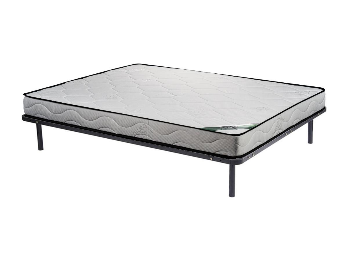 Image of Set aus Lattenrost + Schaumstoffmatratze - 160 x 200 cm - Bambusbezug - Stärke 15 cm - KANANI von NATUREA Set aus Lattenrost + Schaumstoffmatratze - 160 x 200 cm - Bambusbezug - Stärke 15 cm - KANANI von NATUREA