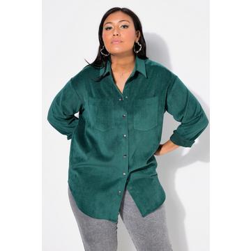 Chemisier oversize en velours côtelé, avec col chemise et manches longues