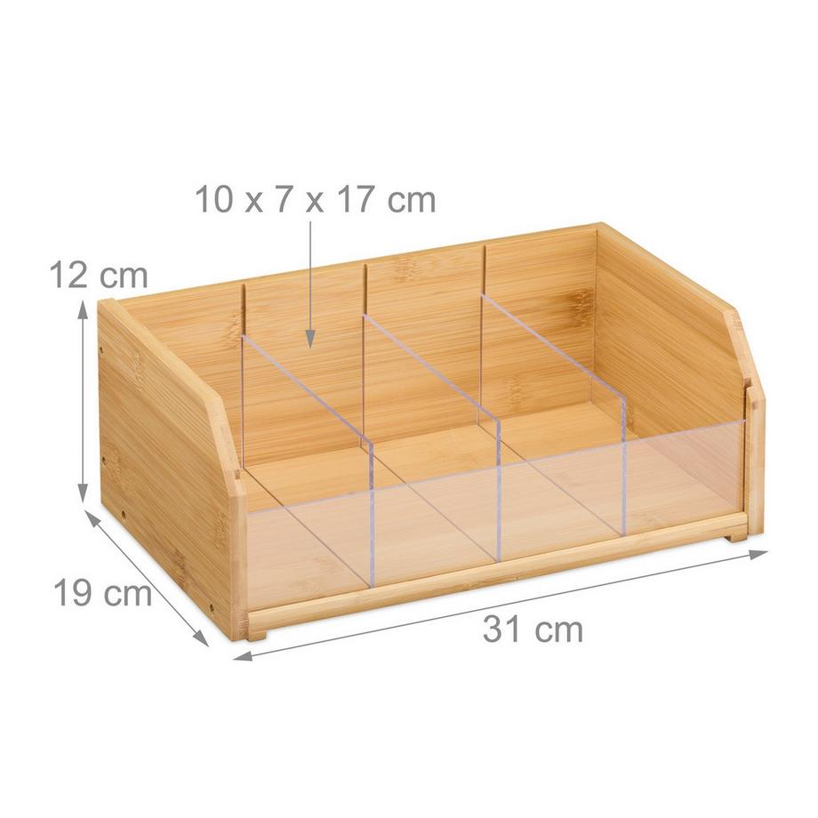 Northix Tee-Organizer 4 Fächer Bambus  