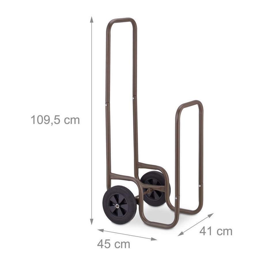 Northix Carrello in legno marrone con pneumatici in gomma  