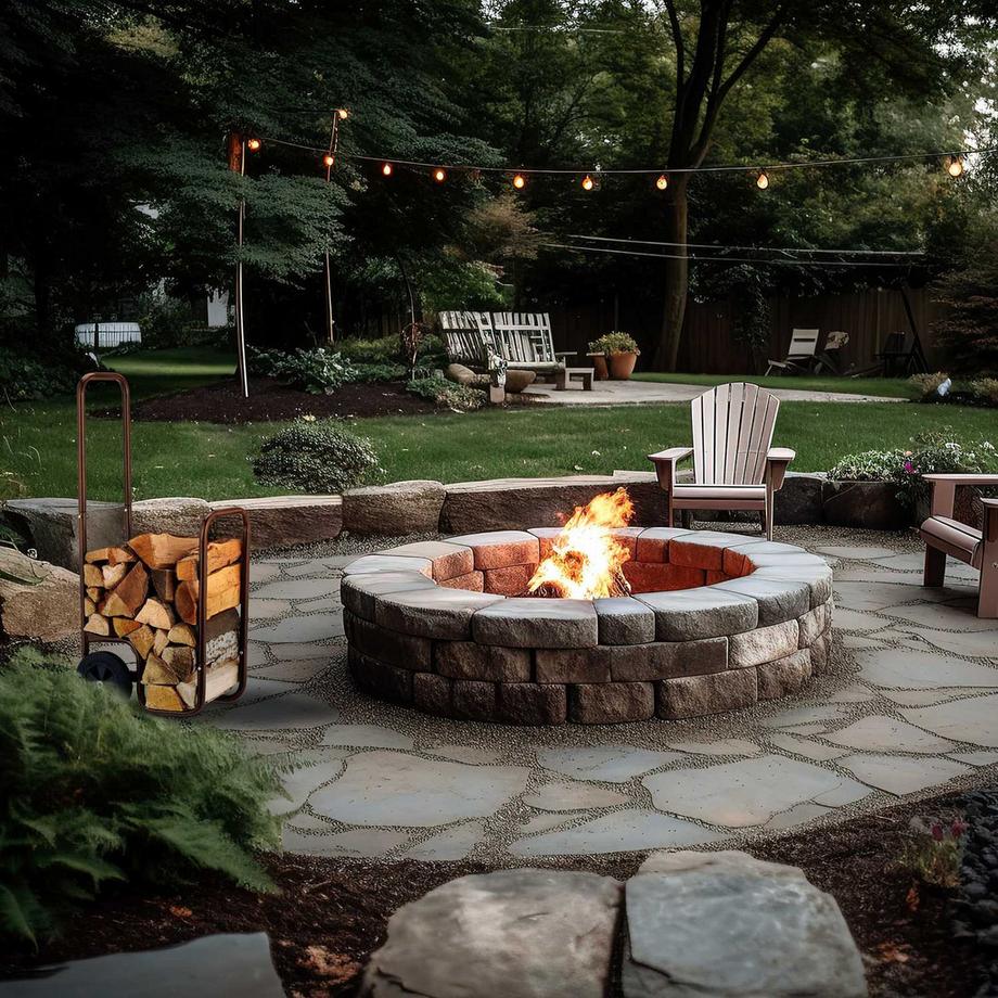 Northix Carrello in legno marrone con pneumatici in gomma  