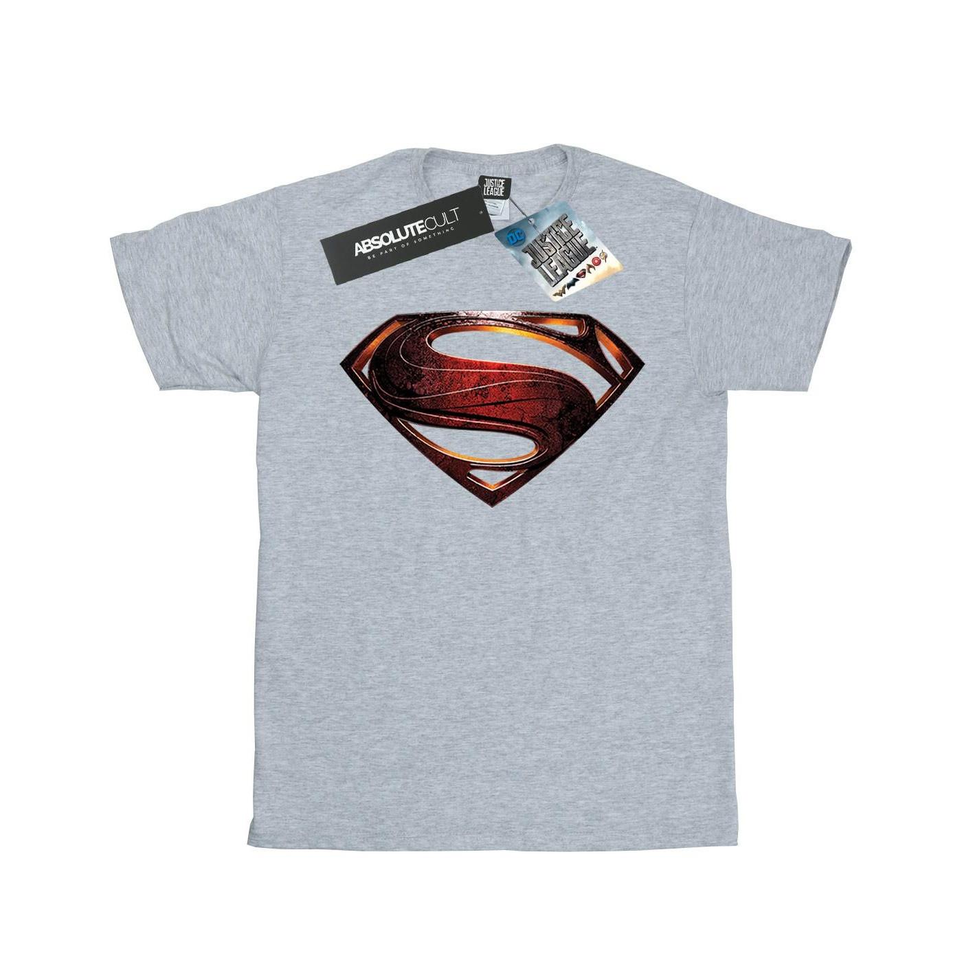Image of Justice League Movie Superman Emblem Tshirt Damen Grau XL