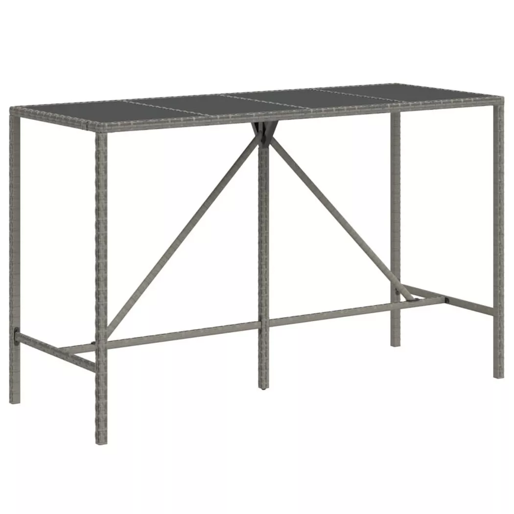 vidaXL Table de bar et dessus en verre gris 180x70x110 cm poly rotin362592