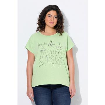 T-Shirt, Metallic-Tiermotiv, Oversized, Rundhals, Halbarm