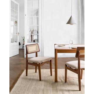 Beliani Lot de 2 chaises de salle à manger en Bois d'hévéa Rétro RUBONIA  