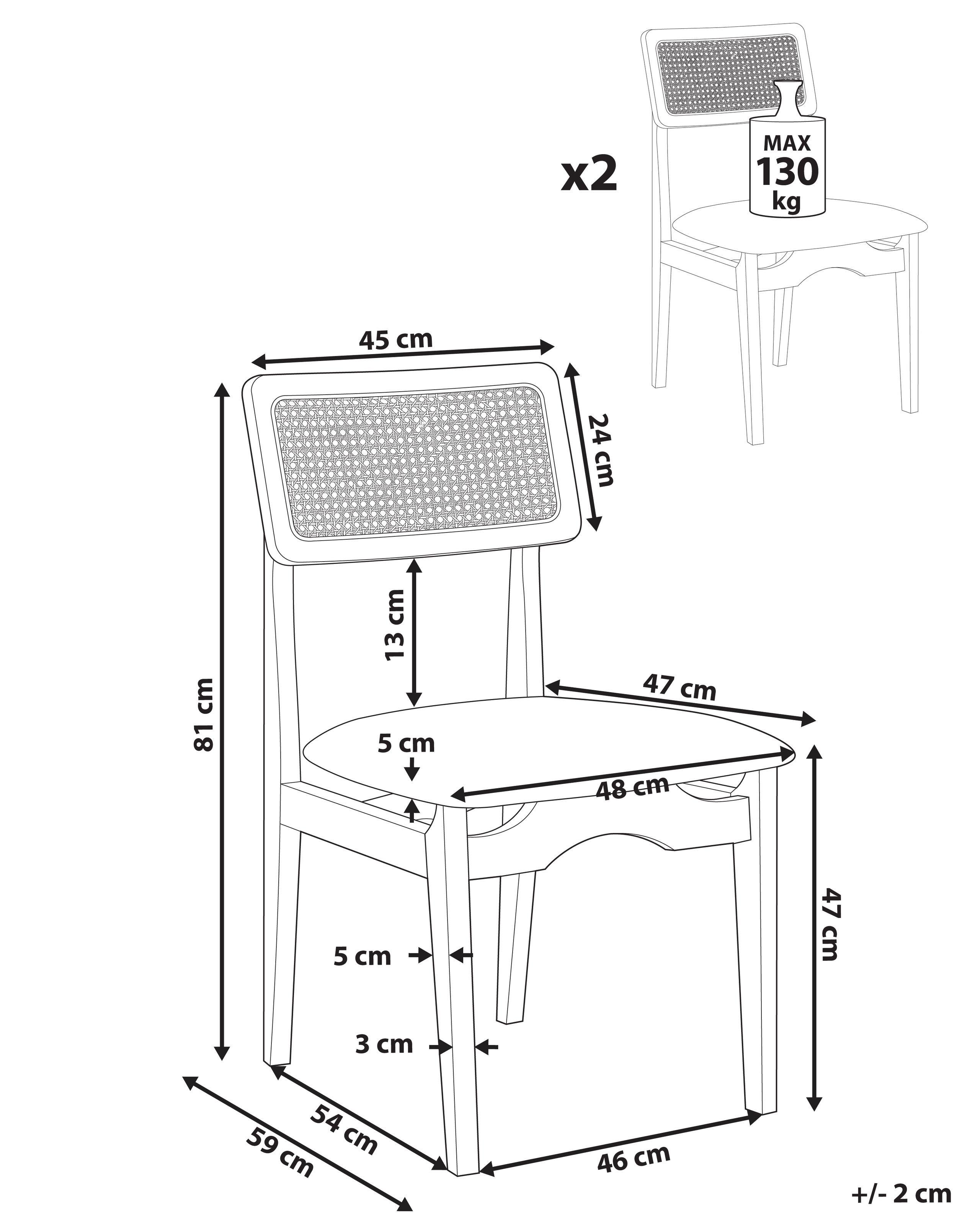 Beliani Lot de 2 chaises de salle à manger en Bois d'hévéa Rétro RUBONIA  