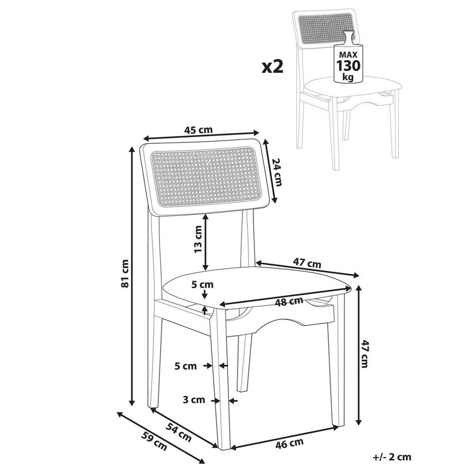 Beliani Set di 2 sedie da pranzo en Legno di caucciù Retrò RUBONIA  
