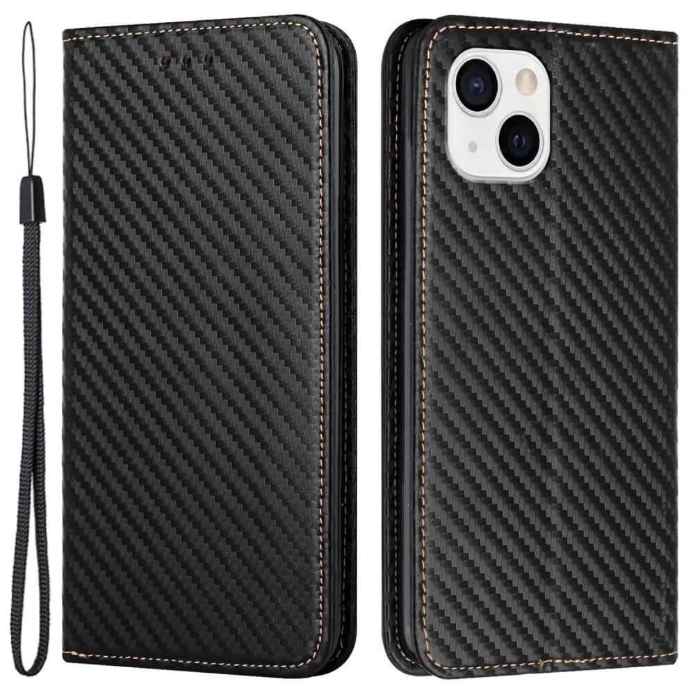 Cover-Discount  iPhone 15 Plus - Carbon Look Flip Case Hülle 