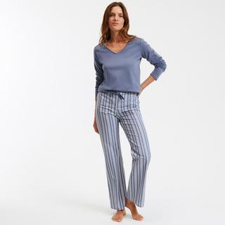 La Redoute Collections Ensemble Pyjama Haut Détail Dentelle et Pantalon Rayé  