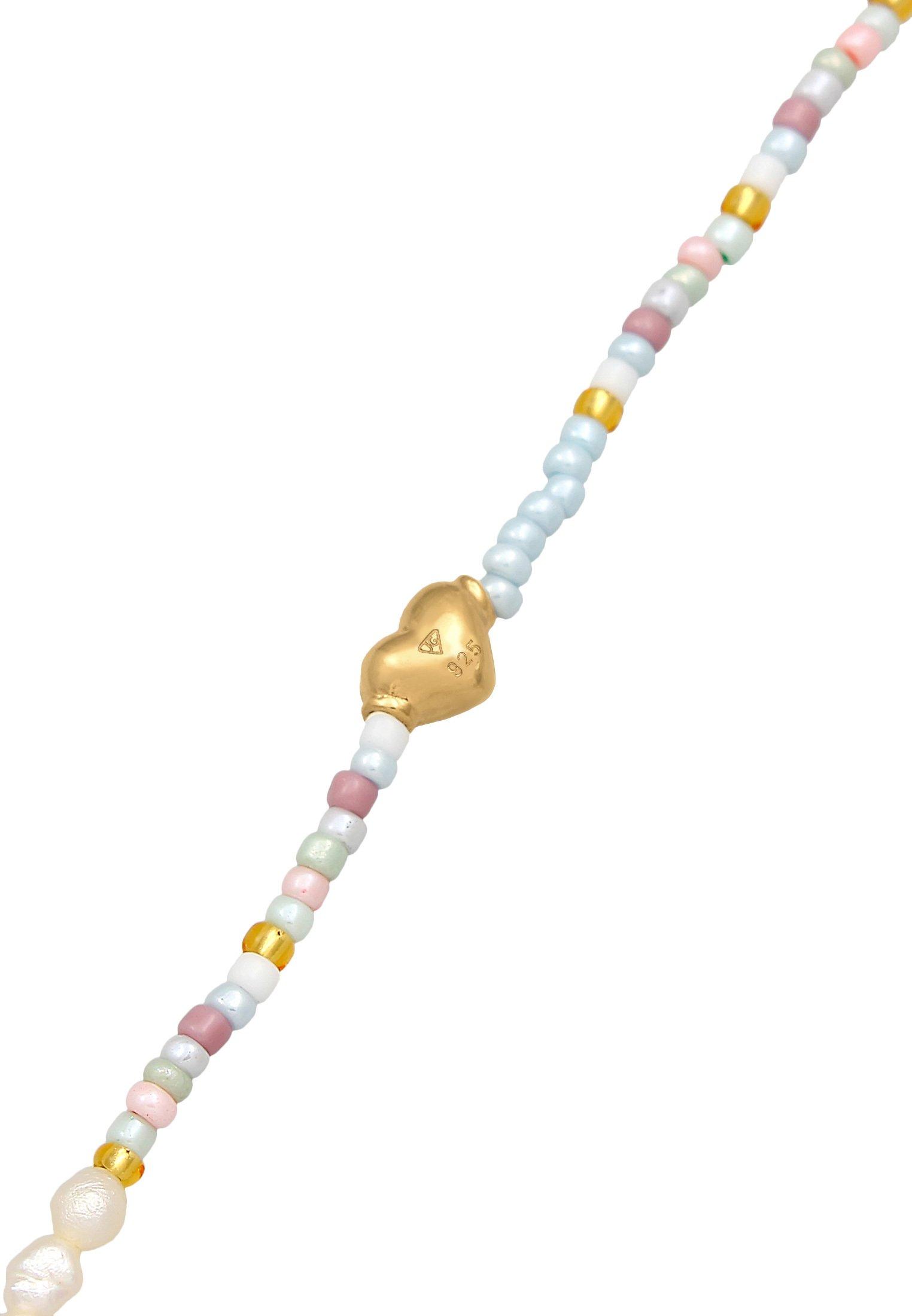 Elli  Halskette Choker Glas Beads Herz 