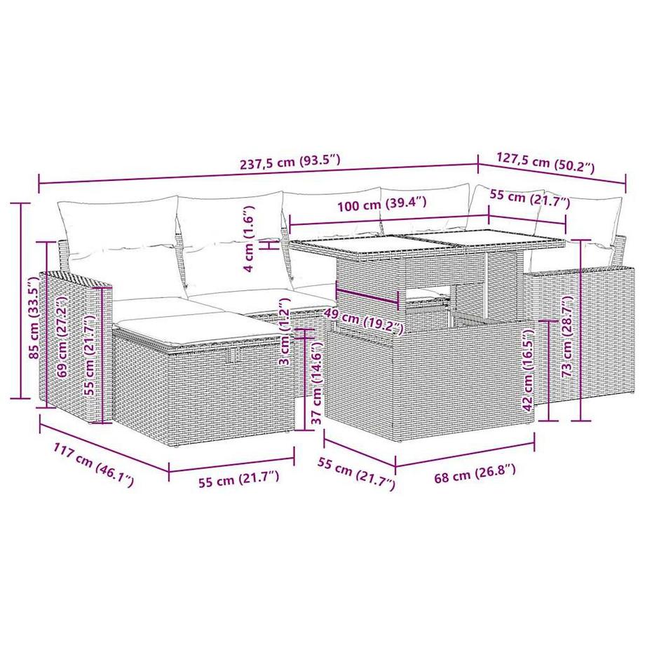VidaXL Garten sofagarnitur poly-rattan  