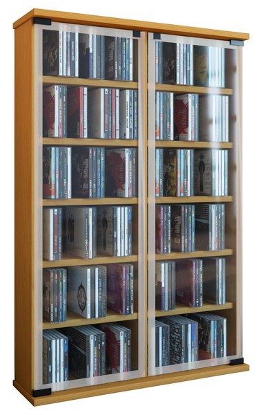 VCM Holz CD DVD Stand Regal Schrank Aufbewahrung Standregal Galerie Glastür  