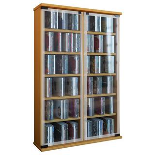 VCM Holz CD DVD Stand Regal Schrank Aufbewahrung Standregal Galerie Glastür  