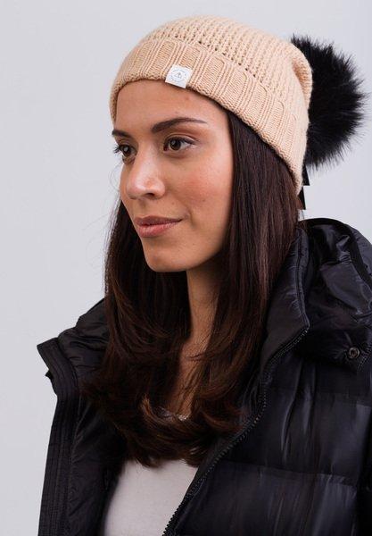 CASH-MERE.CH Kaschmir Mütze mit Bommel  