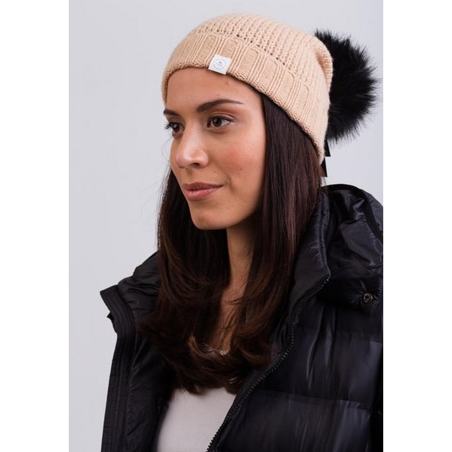 CASH-MERE.CH Kaschmir Mütze mit Bommel  